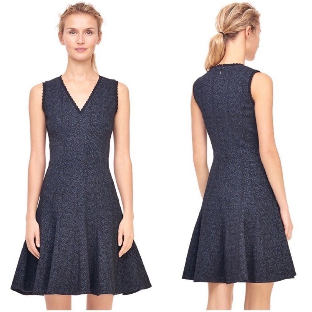 Rebecca Taylor Rose/Rosette Stretch Jacquard Dress